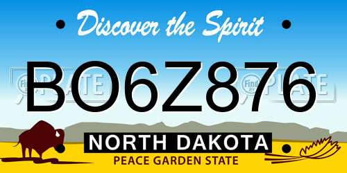BO6Z876 North Dakota License Plate