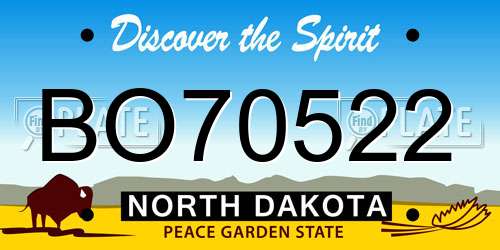 BO70522 North Dakota License Plate