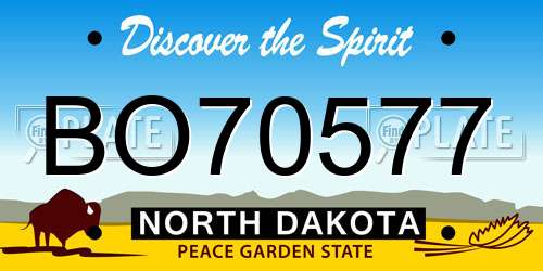 BO70577 North Dakota License Plate