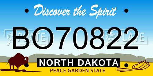 BO70822 North Dakota License Plate