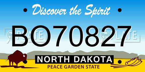 BO70827 North Dakota License Plate