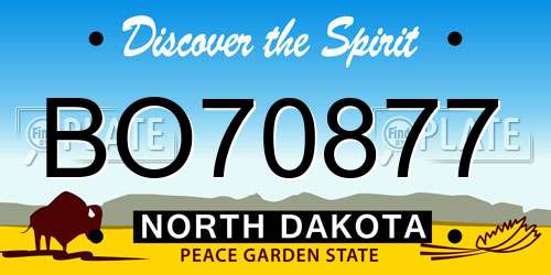 BO70877 North Dakota License Plate