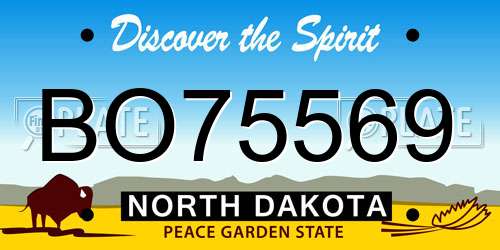 BO75569 North Dakota License Plate