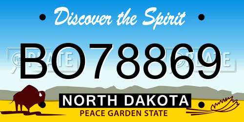 BO78869 North Dakota License Plate