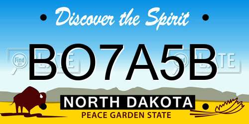BO7A5B North Dakota License Plate