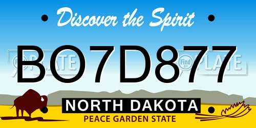 BO7D877 North Dakota License Plate