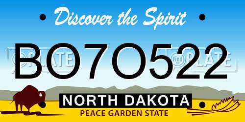 BO7O522 North Dakota License Plate