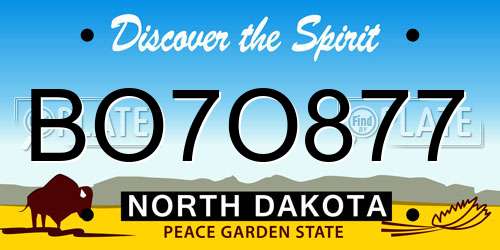 BO7O877 North Dakota License Plate