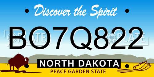 BO7Q822 North Dakota License Plate