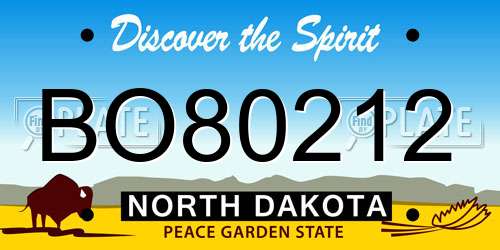 BO80212 North Dakota License Plate