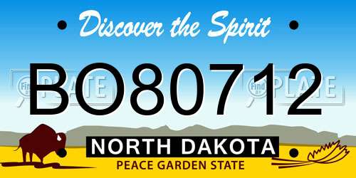 BO80712 North Dakota License Plate