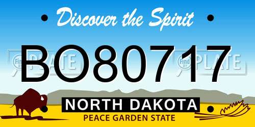BO80717 North Dakota License Plate
