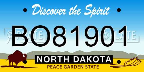 BO81901 North Dakota License Plate