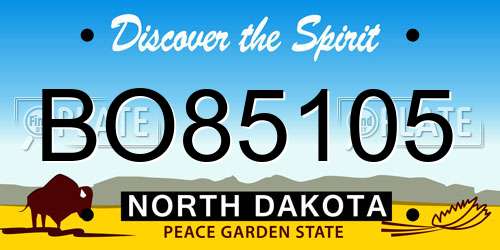 BO85105 North Dakota License Plate