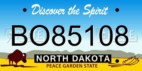 BO85108 North Dakota License Plate