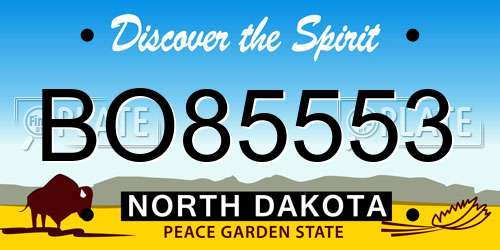 BO85553 North Dakota License Plate
