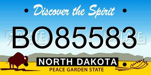 BO85583 North Dakota License Plate