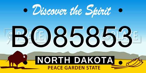 BO85853 North Dakota License Plate