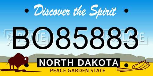 BO85883 North Dakota License Plate