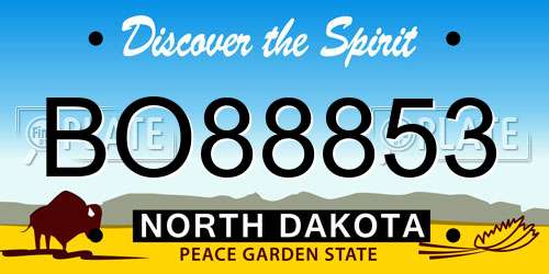 BO88853 North Dakota License Plate
