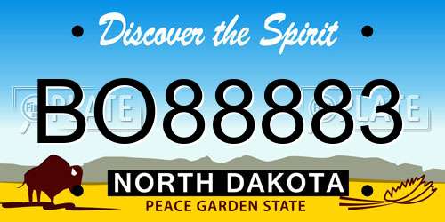 BO88883 North Dakota License Plate