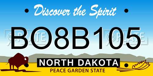 BO8B105 North Dakota License Plate