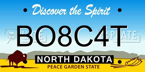 BO8C4T North Dakota License Plate