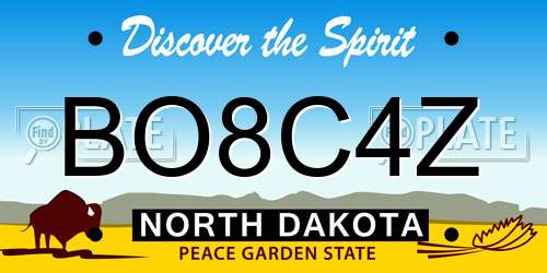 BO8C4Z North Dakota License Plate