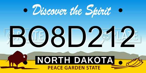 BO8D212 North Dakota License Plate