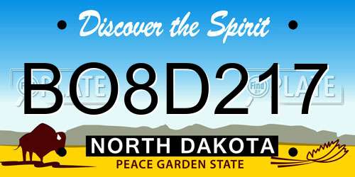 BO8D217 North Dakota License Plate