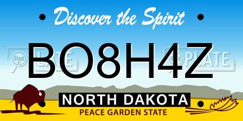 BO8H4Z North Dakota License Plate