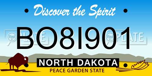 BO8I901 North Dakota License Plate
