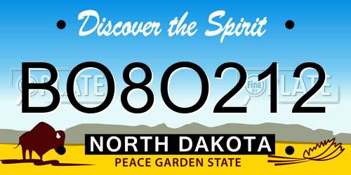 BO8O212 North Dakota License Plate