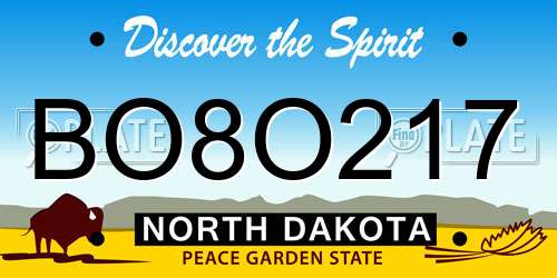 BO8O217 North Dakota License Plate