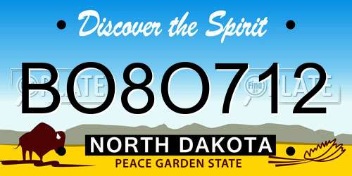 BO8O712 North Dakota License Plate