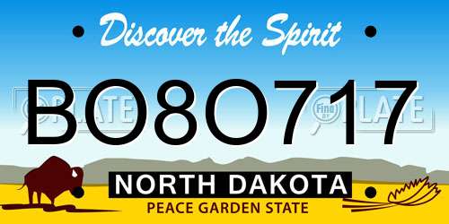 BO8O717 North Dakota License Plate