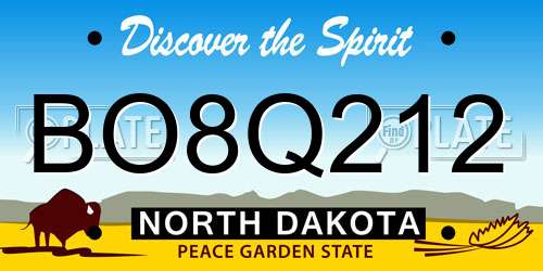 BO8Q212 North Dakota License Plate