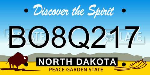 BO8Q217 North Dakota License Plate