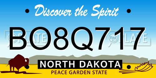 BO8Q717 North Dakota License Plate
