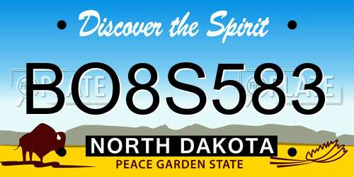 BO8S583 North Dakota License Plate