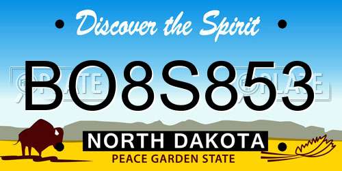 BO8S853 North Dakota License Plate