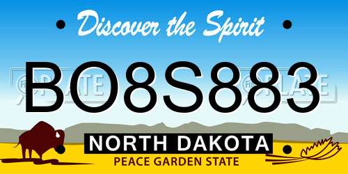 BO8S883 North Dakota License Plate