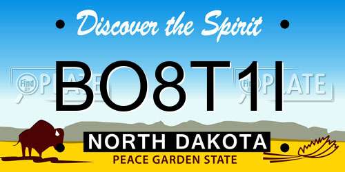 BO8T1I North Dakota License Plate