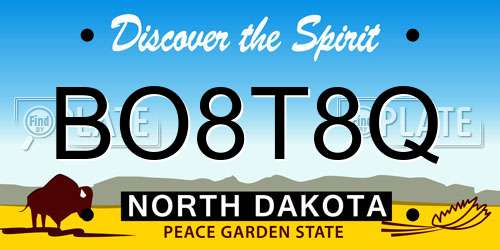 BO8T8Q North Dakota License Plate