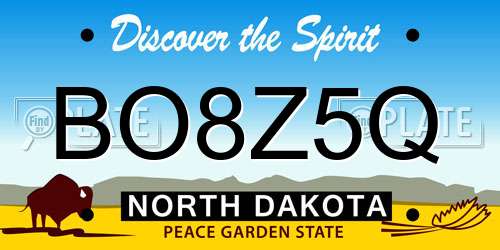 BO8Z5Q North Dakota License Plate