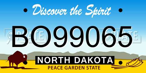 BO99065 North Dakota License Plate