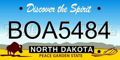 BOA5484 North Dakota License Plate