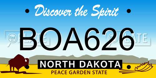 BOA626 North Dakota License Plate