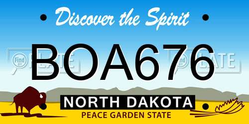 BOA676 North Dakota License Plate
