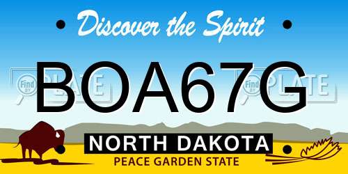 BOA67G North Dakota License Plate